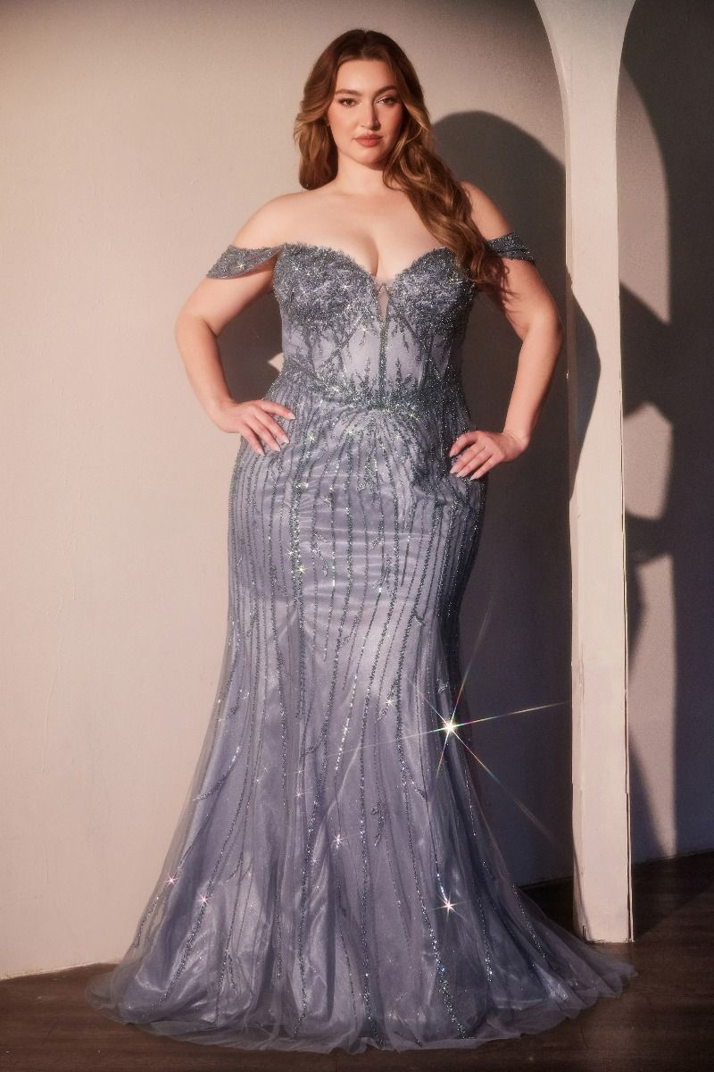 Cinderella Divine -CC341C Off The Shoulder beaded Curve gown