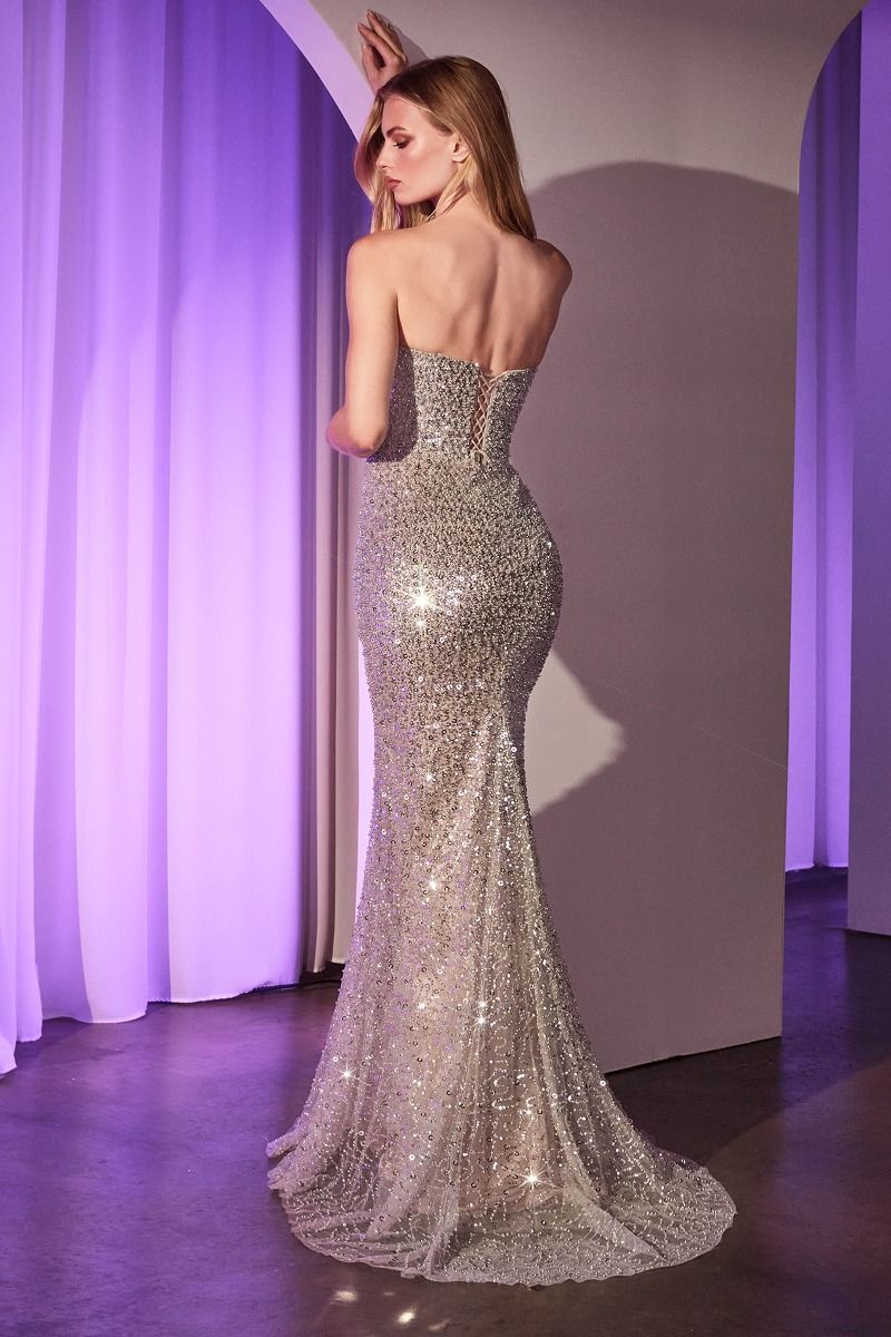 Cinderella Divine -CC385 Strapless Beaded Sheath Dress