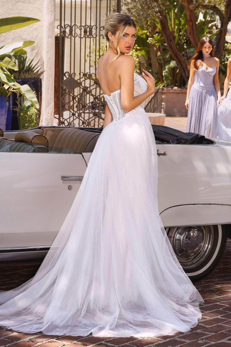 Cinderella Divine -CC492W Fitted Bridal Gown With Detachable Overskirt