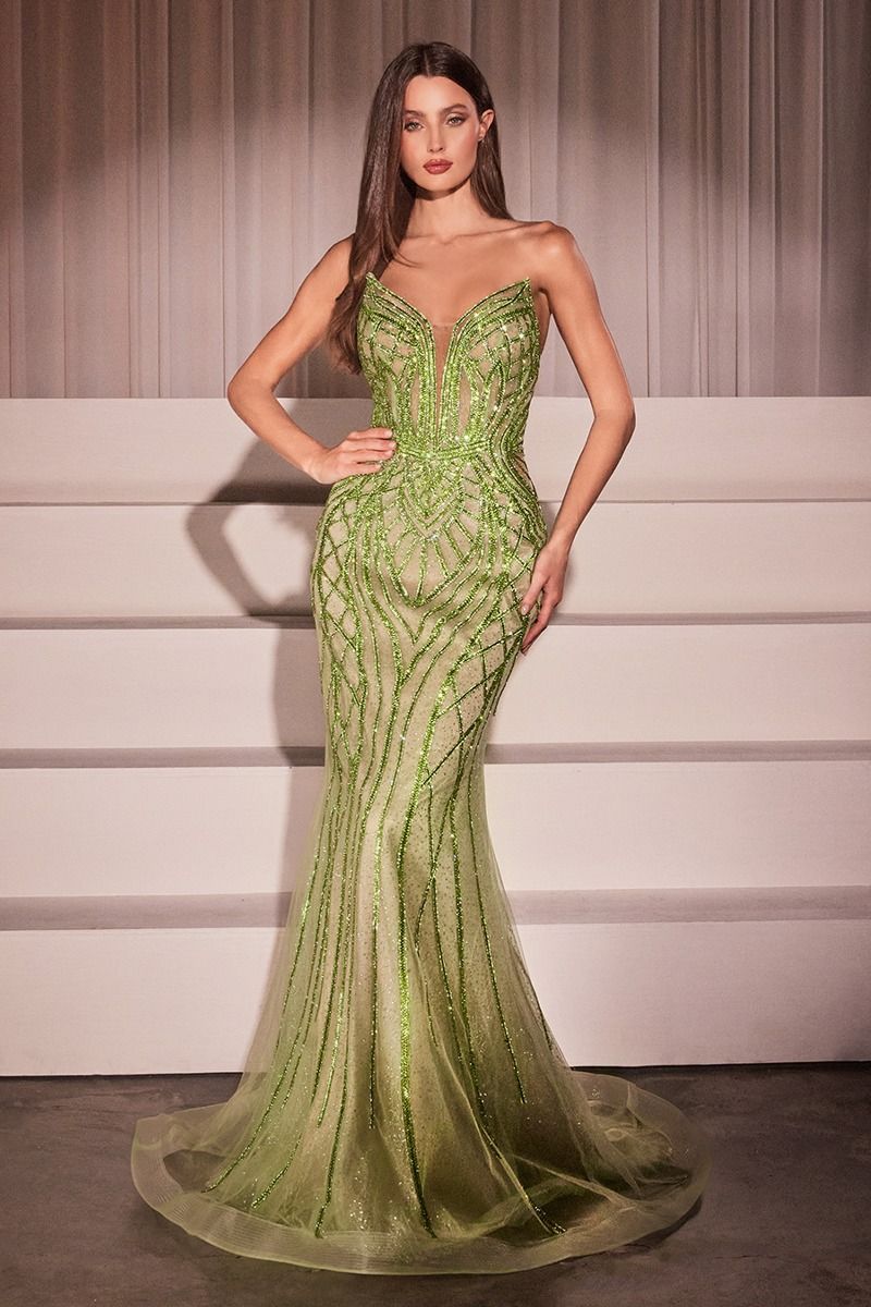 Cinderella Divine -CC6018 Strapless Embellished Mermaid Dress