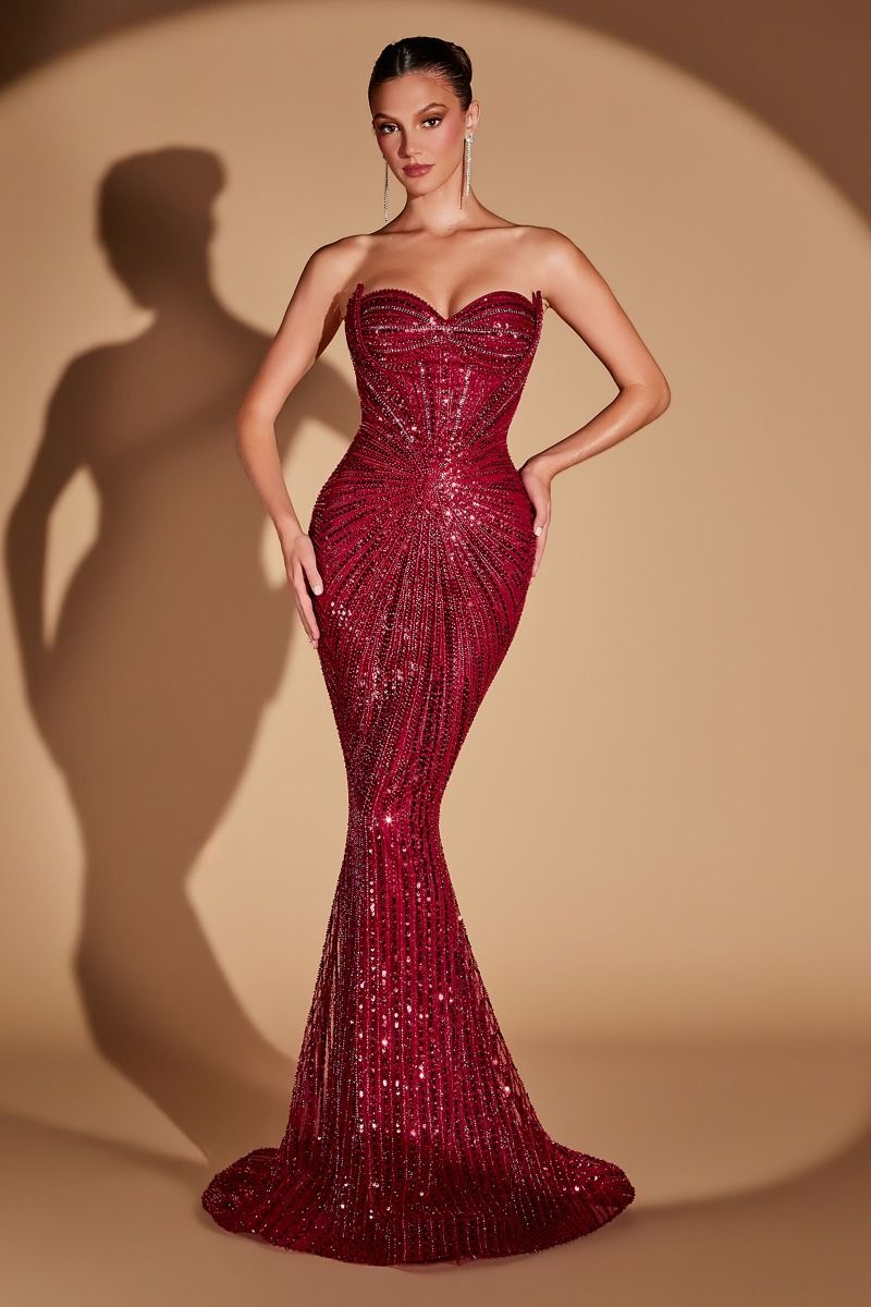 Cinderella Divine -CD0108 Beaded Strapless Sweetheart Mermaid Dress