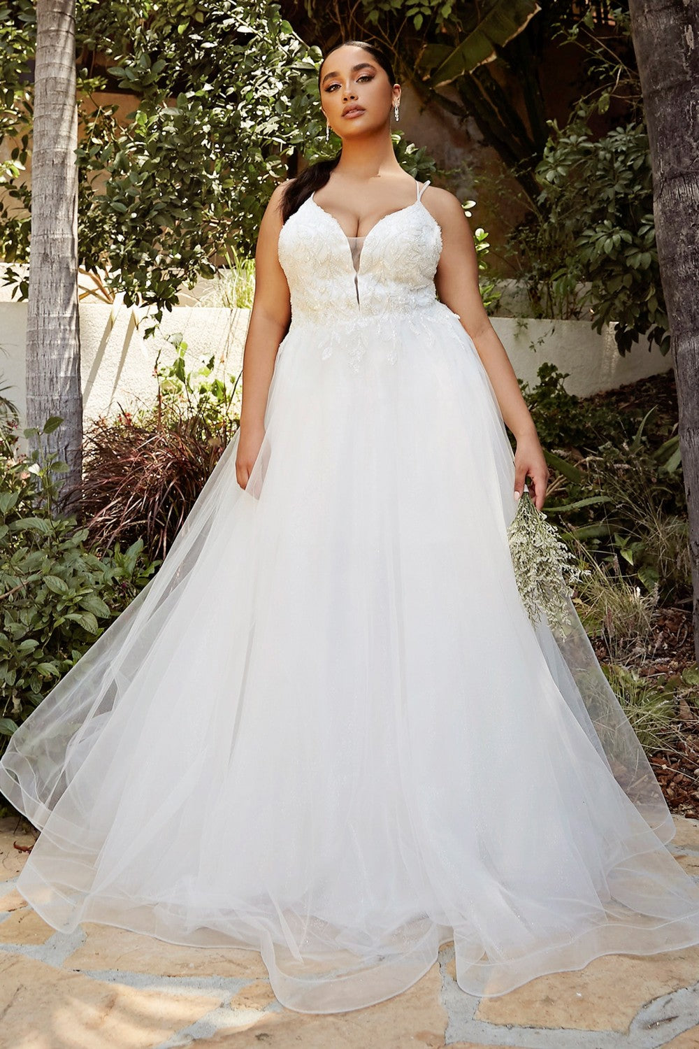 Clearance Sale Layered Tulle Bridal Gown By Cinderella Divine -CD0154WCL