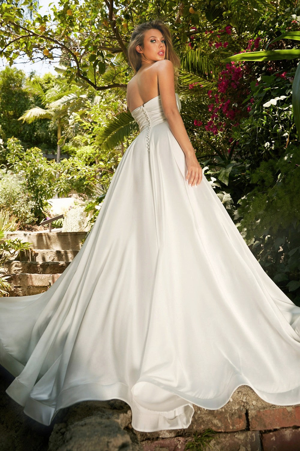 Clearance Sale Satin Strapless Bridal Gown By Cinderella Divine -CD0166WCL