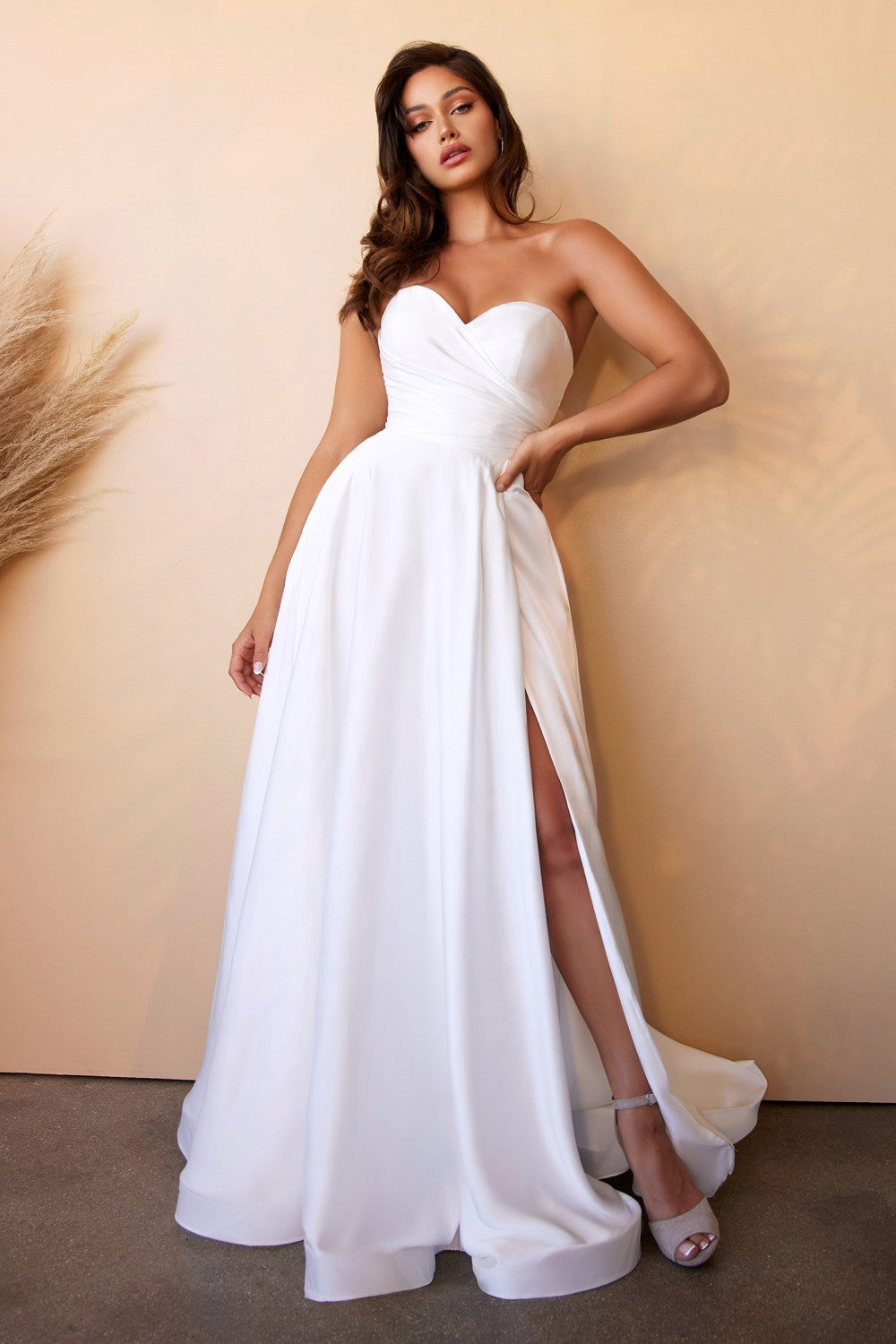 Clearance Sale Satin Strapless Bridal Gown By Cinderella Divine -CD0166WCL