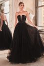 Strapless Sequin & Tulle A-Line Dress By Cinderella Divine -CD0217