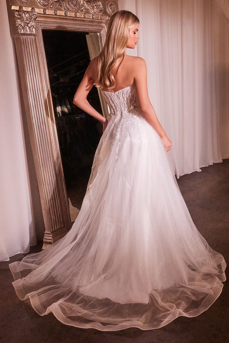 Cinderella Divine -CD0230W Bead Embellished Strapless Bridal Gown