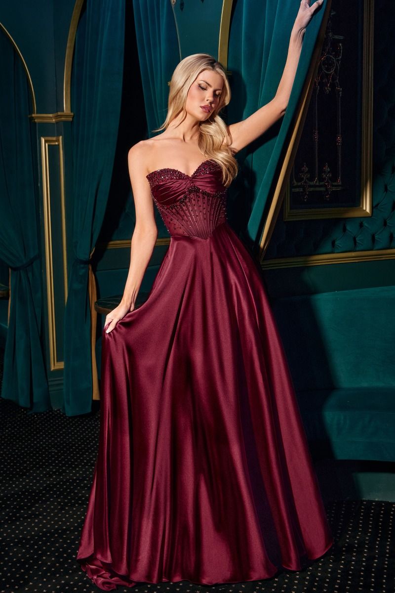 Cinderella Divine -CD297 Soft Satin Embellish Prom Gown