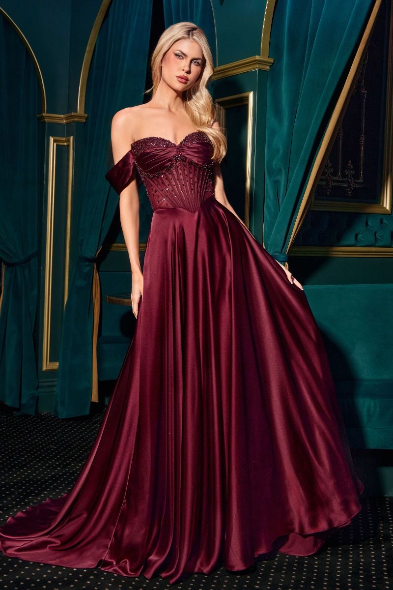 Cinderella Divine -CD297 Soft Satin Embellish Prom Gown