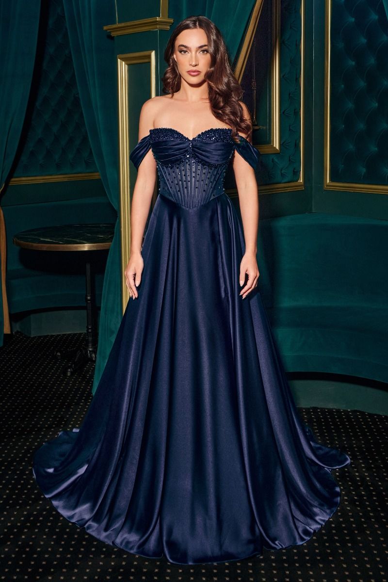 Cinderella Divine -CD297 Soft Satin Embellish Prom Gown