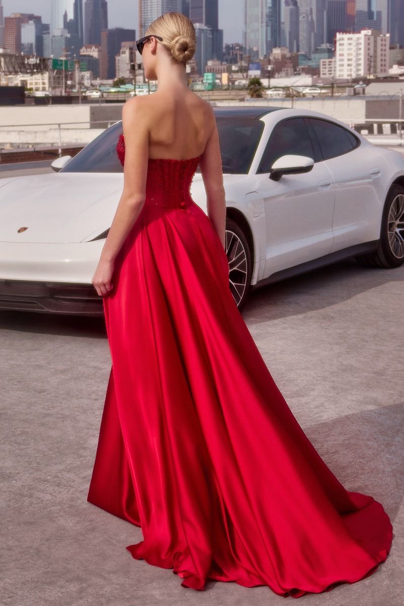 Cinderella Divine -CD297 Soft Satin Embellish Prom Gown
