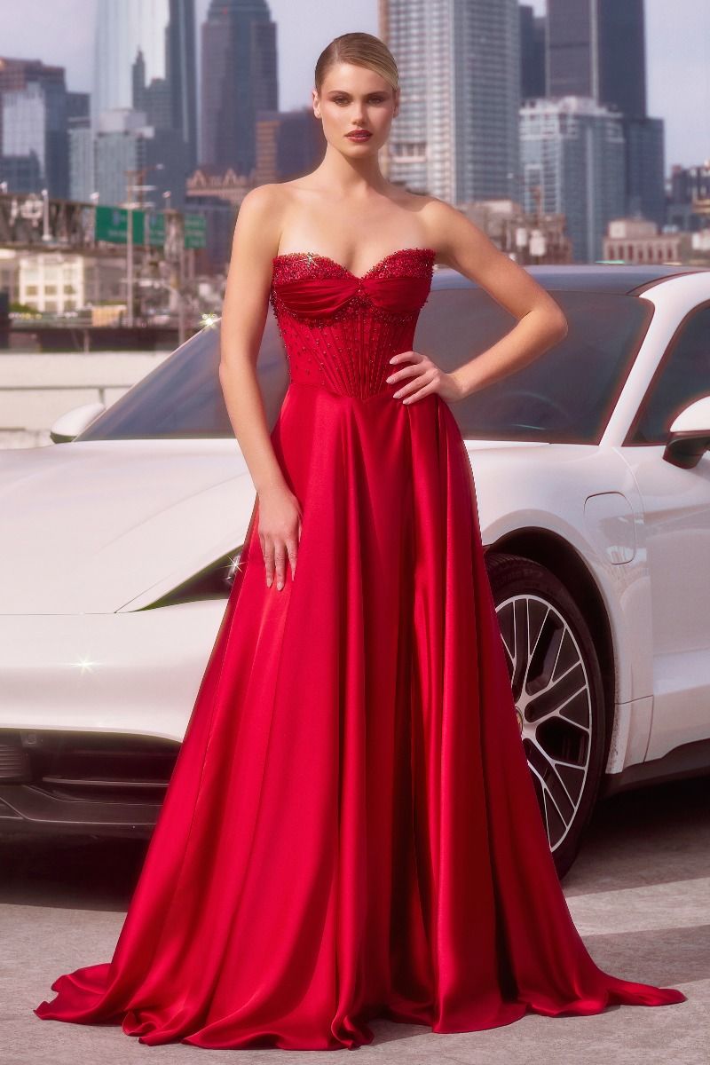 Cinderella Divine -CD297 Soft Satin Embellish Prom Gown