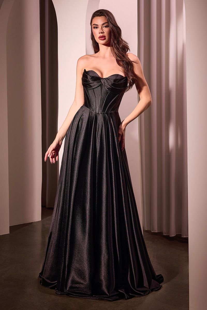 Cinderella Divine -CD378 Strapless Satin A-Line Dress