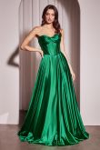 Cinderella Divine -CD378 Strapless Satin A-Line Dress