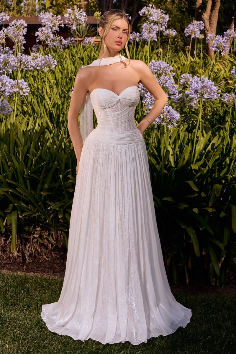 Cinderella Divine -CD414W Strapless Sweetheart Chiffon A-line Gown