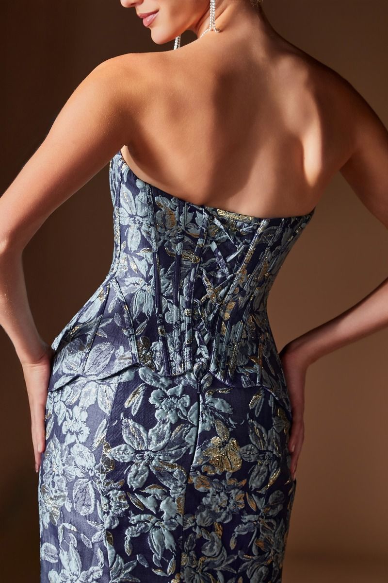 Cinderella Divine -CD655 Floral Jacquard Sweetheart Prom Gown
