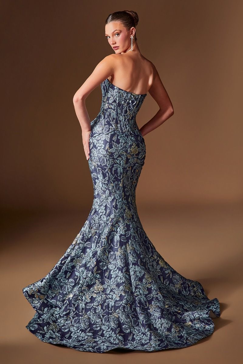 Cinderella Divine -CD655 Floral Jacquard Sweetheart Prom Gown