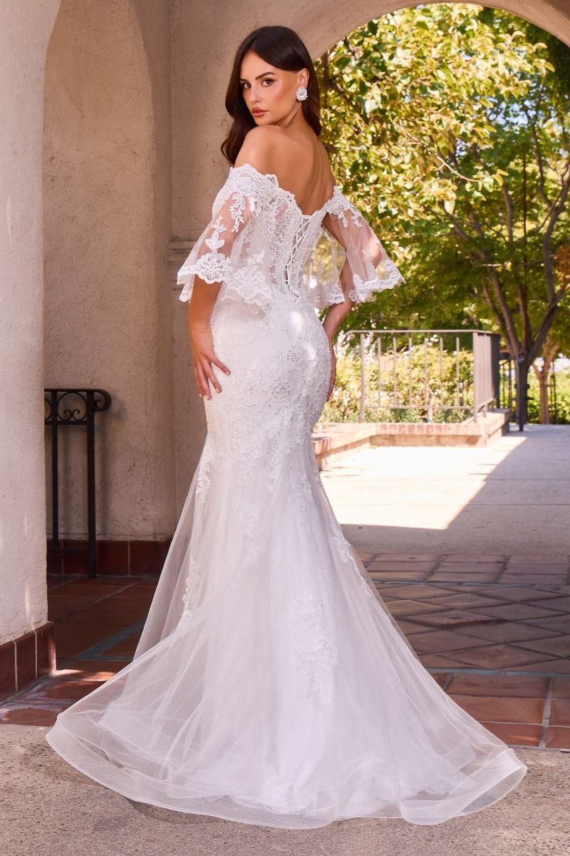 Cinderella Divine -CD659W Embroidered Plunging Sweetheart Mermaid Bridal Gown