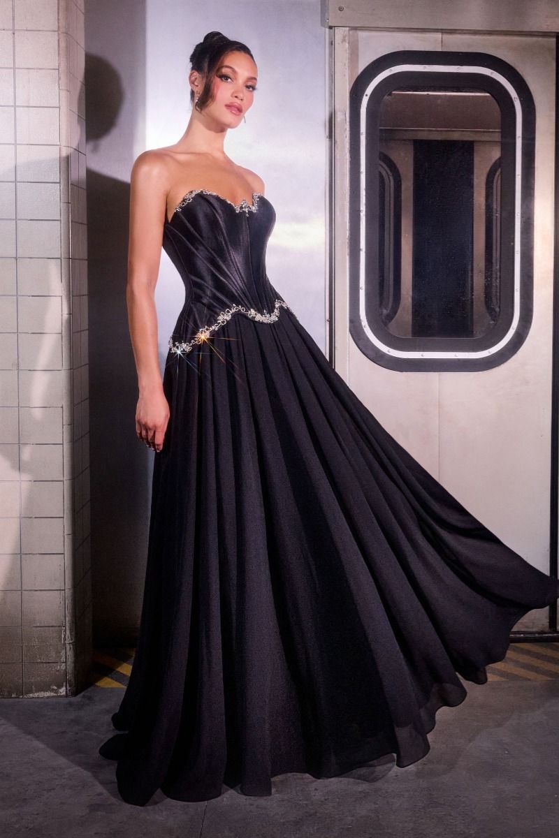 Cinderella Divine -CD668 Strapless Sweetheart Chiffon A-line Gown