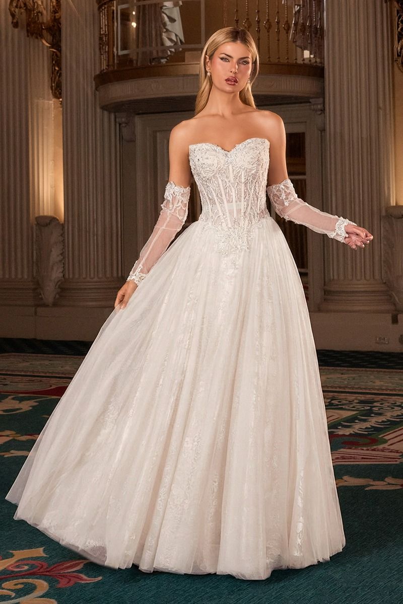 Cinderella Divine -CD717W Embroidered Lace Sweetheart Wedding Gown