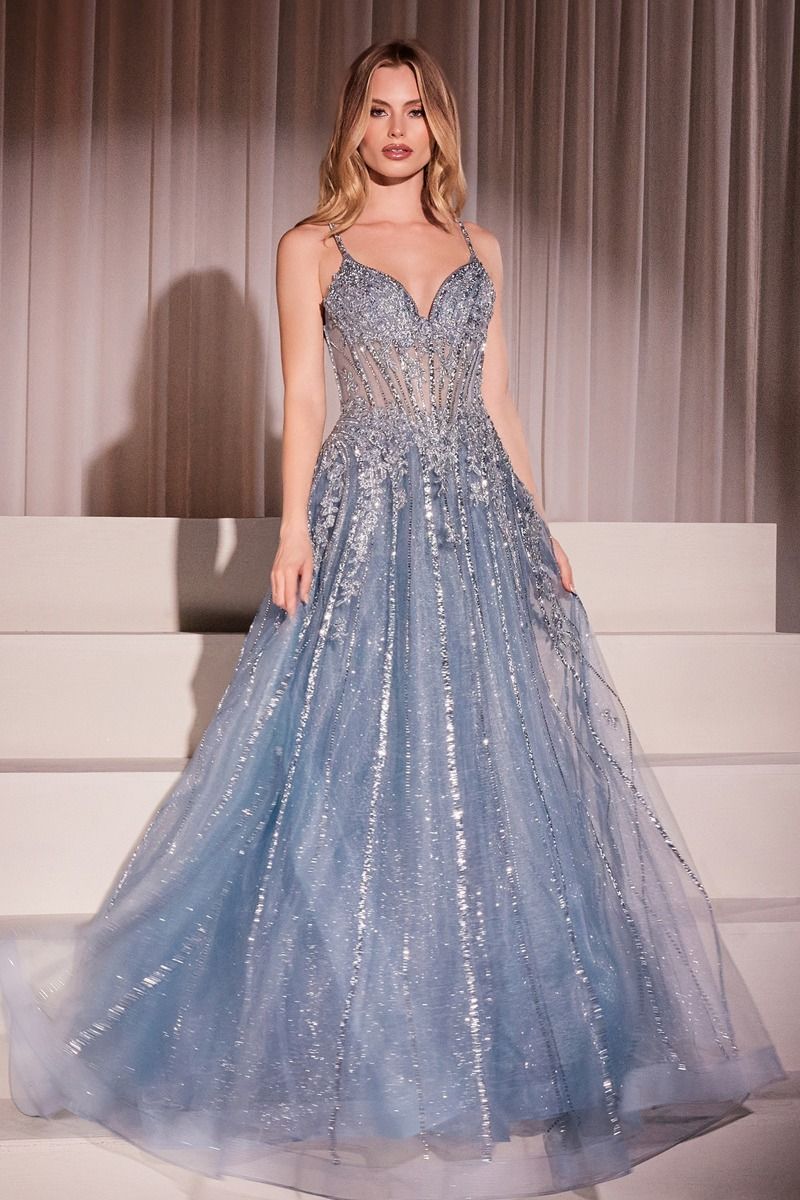 Cinderella Divine -CD786 Crystal Embellished A-Line Tulle Dress