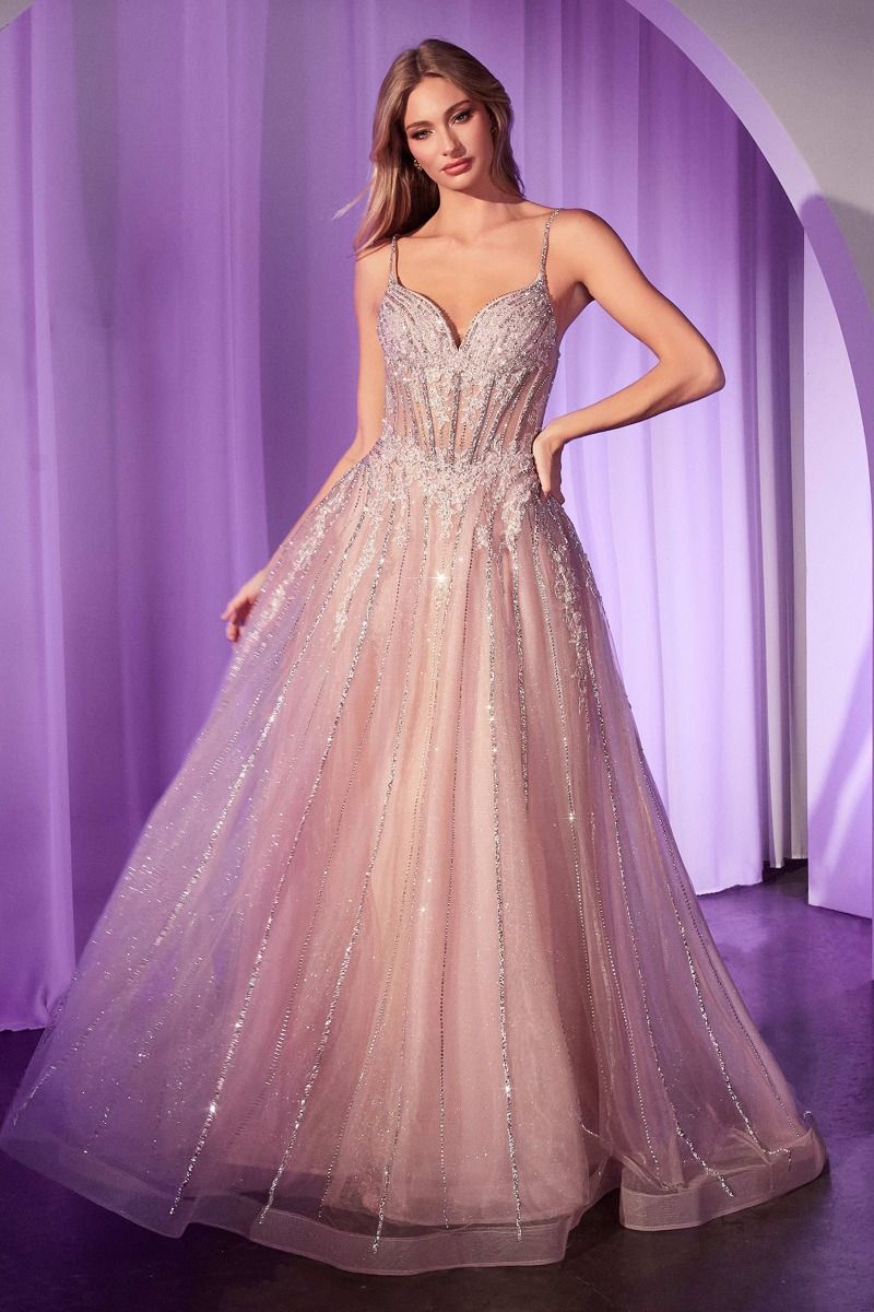 Cinderella Divine -CD786 Crystal Embellished A-Line Tulle Dress