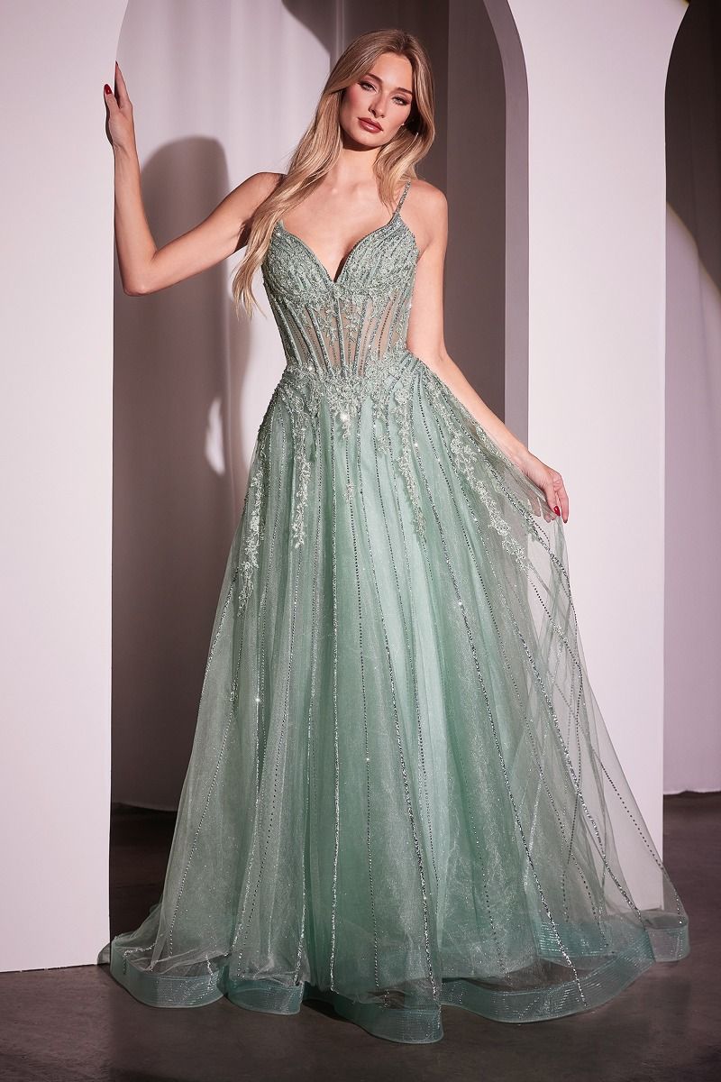 Cinderella Divine -CD786 Crystal Embellished A-Line Tulle Dress