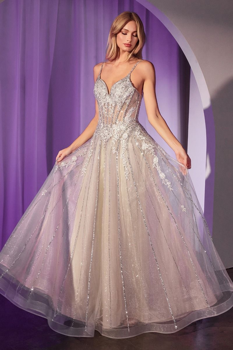 Cinderella Divine -CD786 Crystal Embellished A-Line Tulle Dress