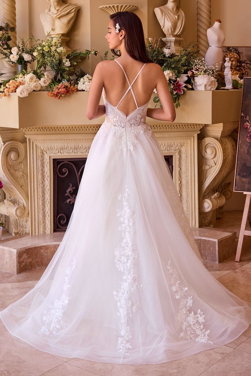 Cinderella Divine -CD792W V-Neck Lace Applique Bridal Dress