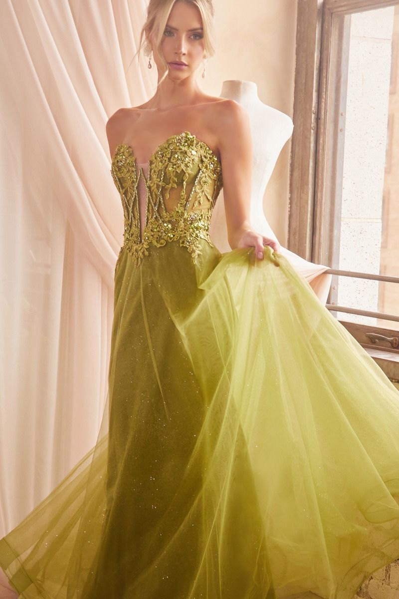 Cinderella Divine -CD830 Strapless Embellished Prom Ball Gown