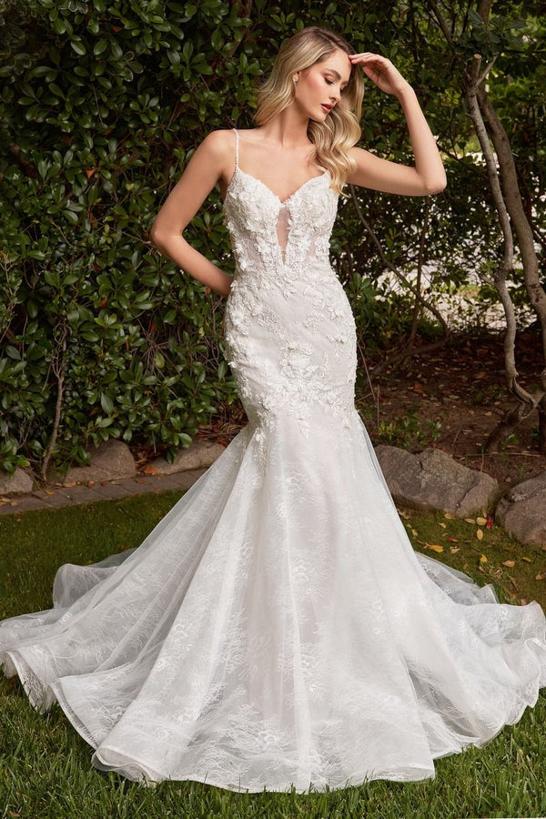 Cinderella Divine -CD856W Lace Applique Mermaid Wedding Dress