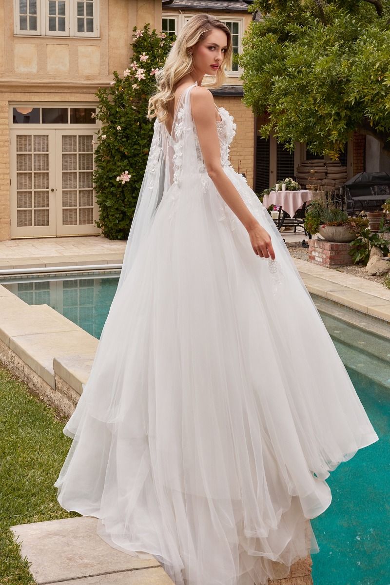Cinderella Divine -CDS437W Floral Applique Wedding Gown