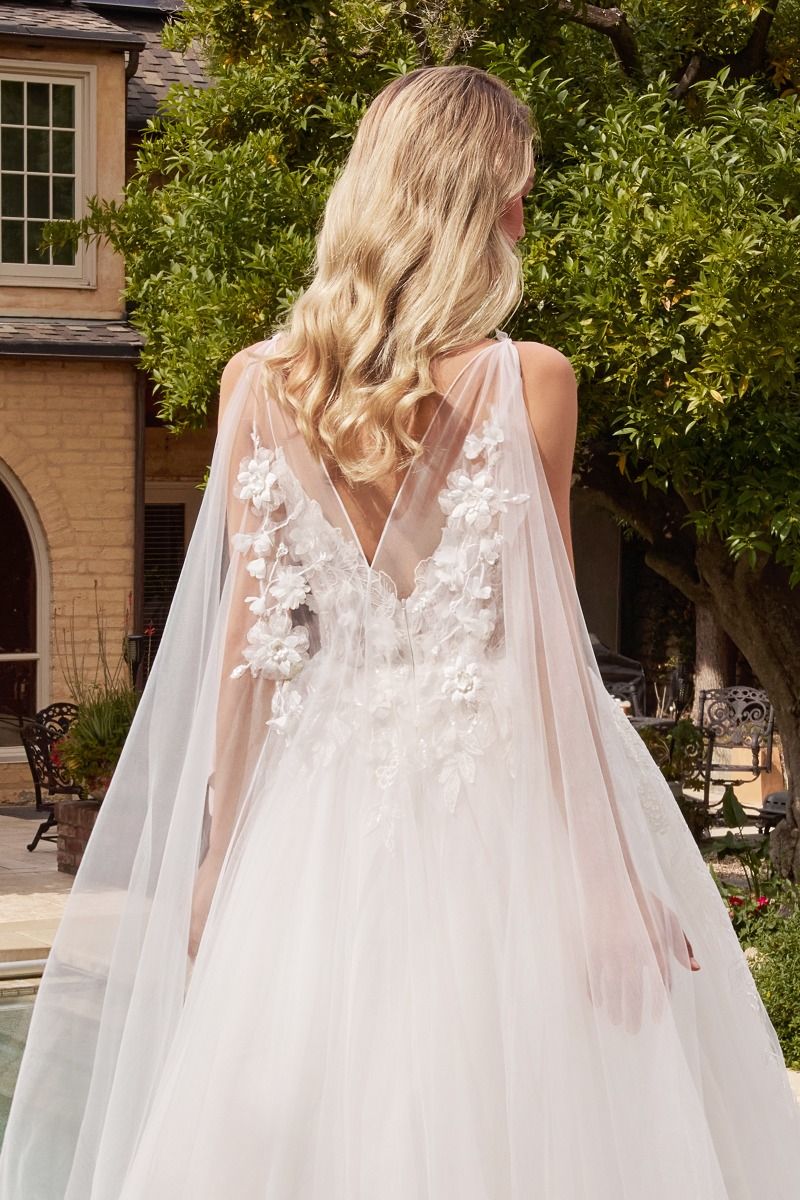 Cinderella Divine -CDS437W Floral Applique Wedding Gown