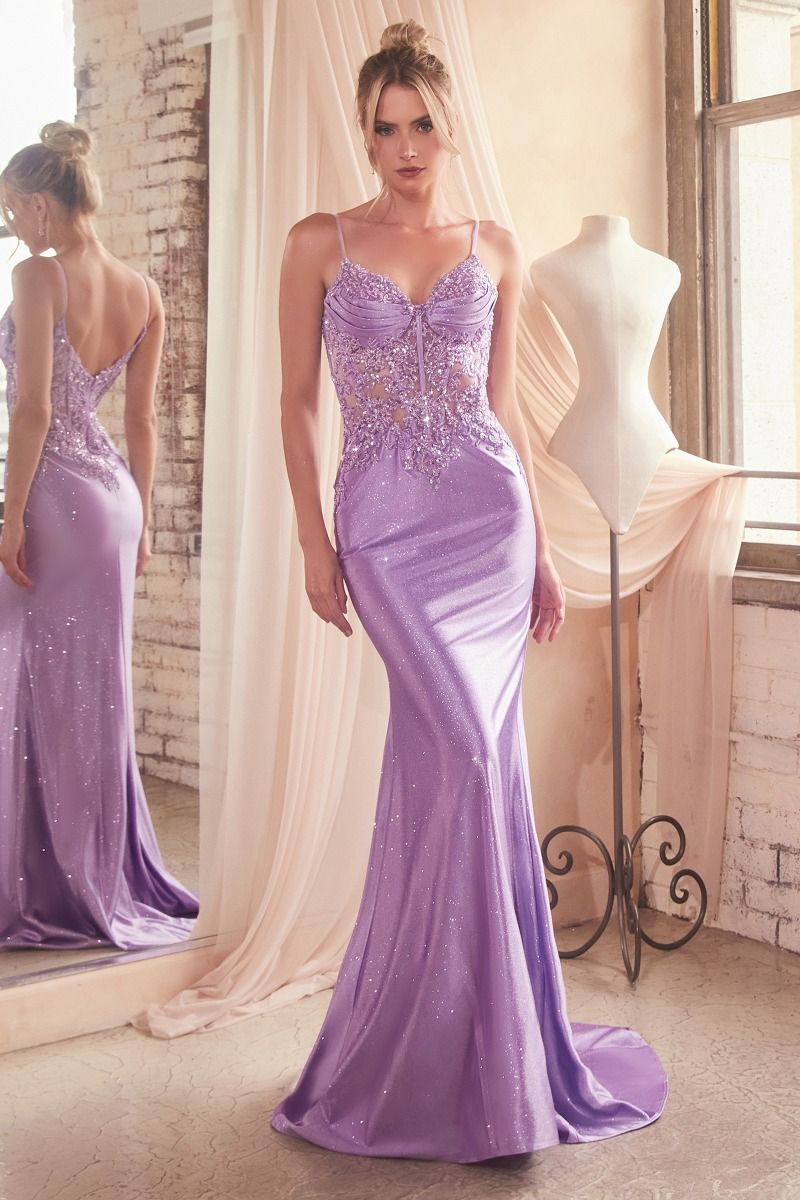 Cinderella Divine -CDS450 Lace Applique Sheath Dress
