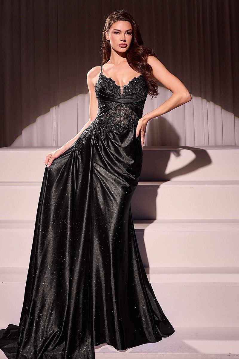 Cinderella Divine -CDS524 Sweetheart Embellished Lace Applique Evening Dress