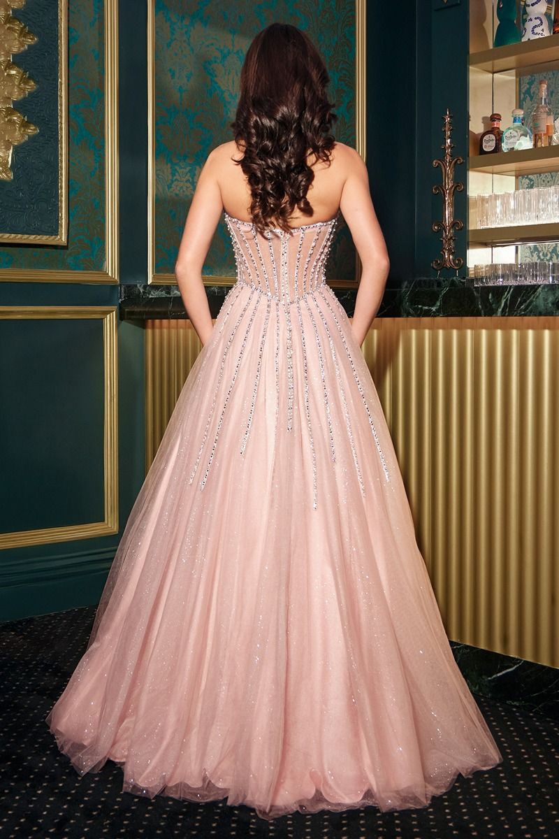 Cinderella Divine -CDS541 Beaded Sweatheart A-Line Gown