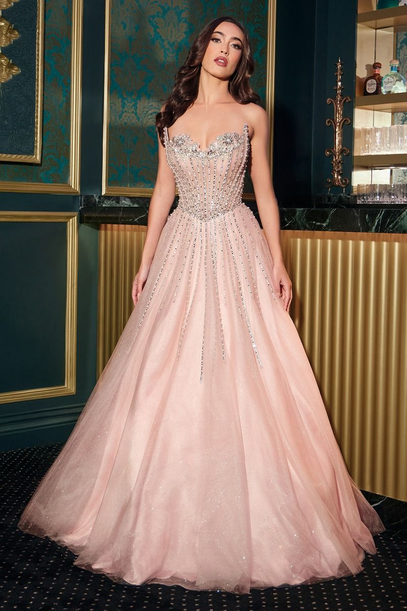 Cinderella Divine -CDS541 Beaded Sweatheart A-Line Gown