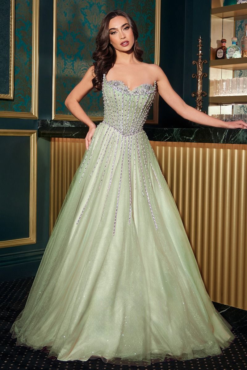 Cinderella Divine -CDS541 Beaded Sweatheart A-Line Gown