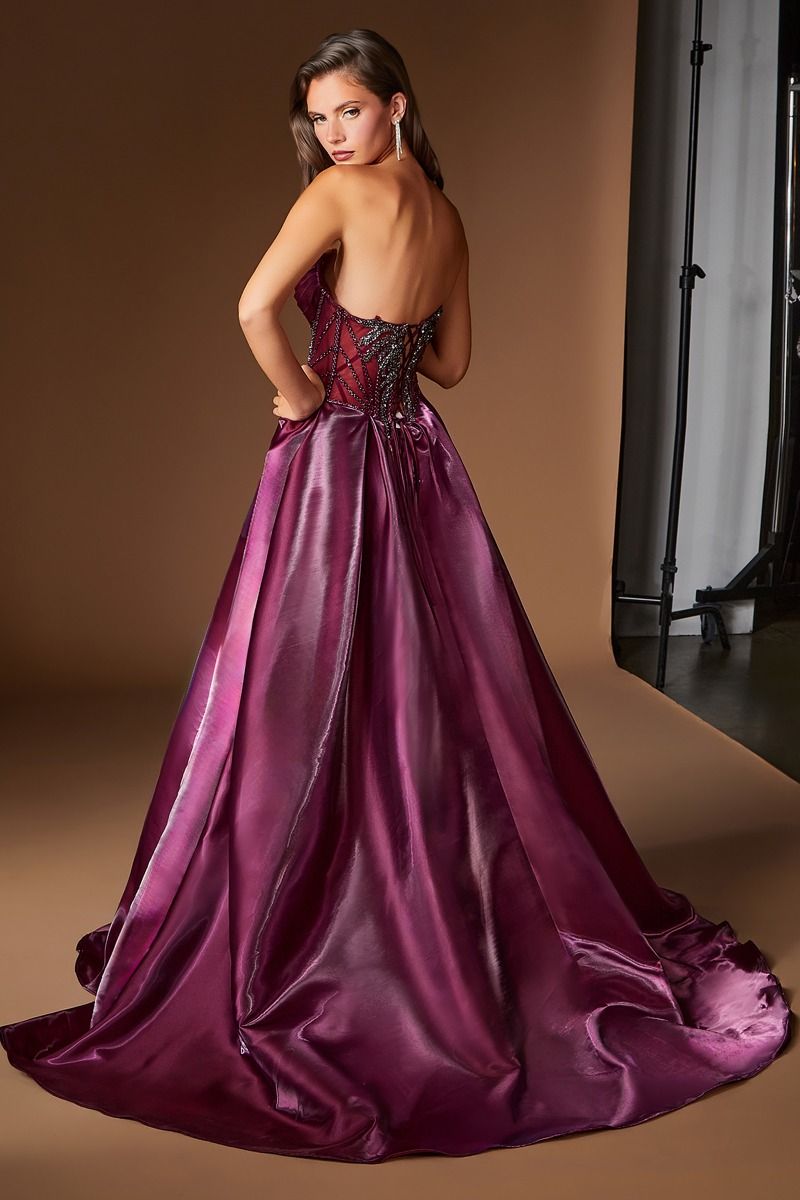 Cinderella Divine -CDS568 Sweetheart Strapless Mermaid Overskirt Gown