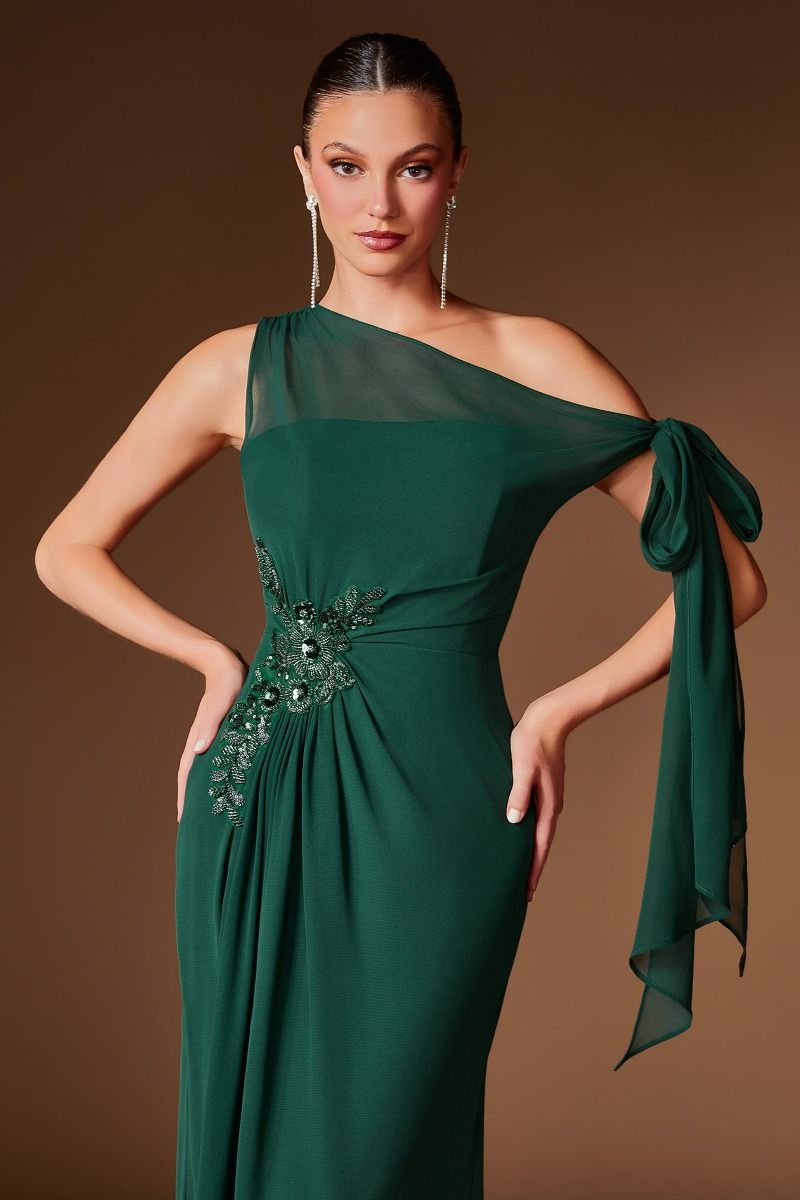 Cinderella Divine -CH2612 Chiffon Fitted One Shoulder Gown