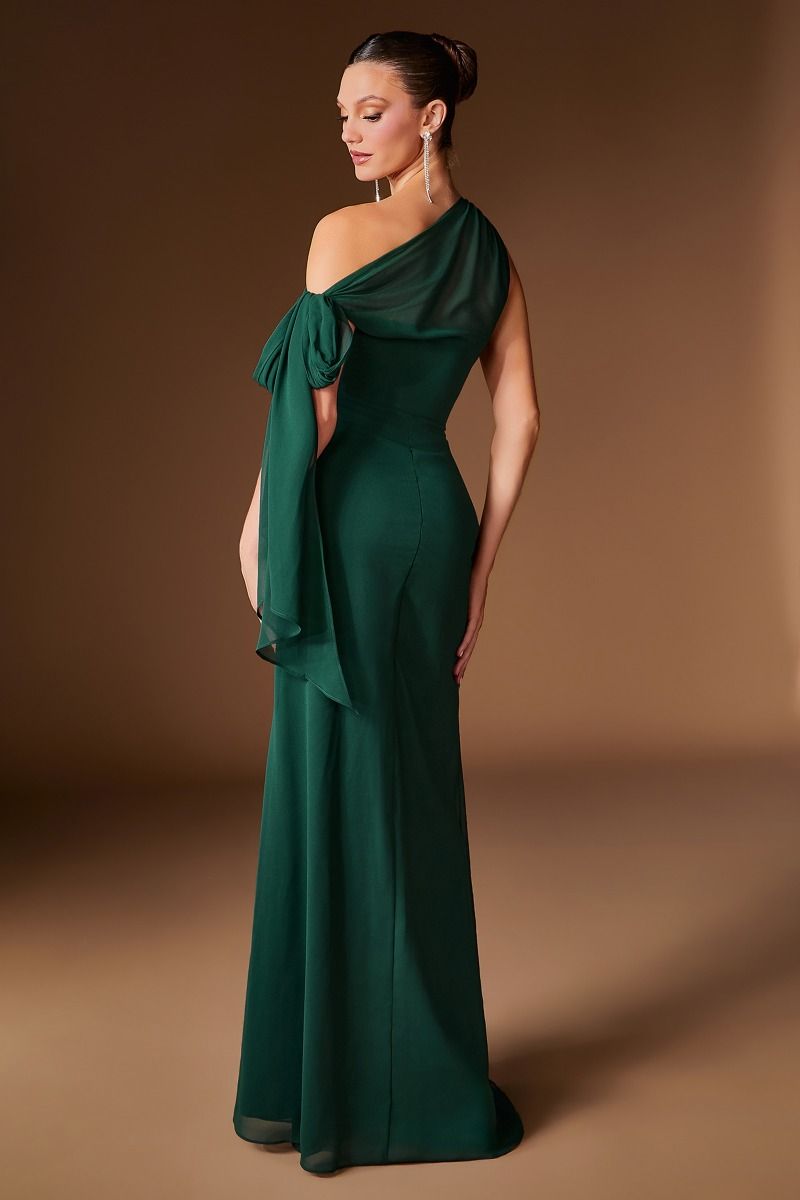 Cinderella Divine -CH2612 Chiffon Fitted One Shoulder Gown