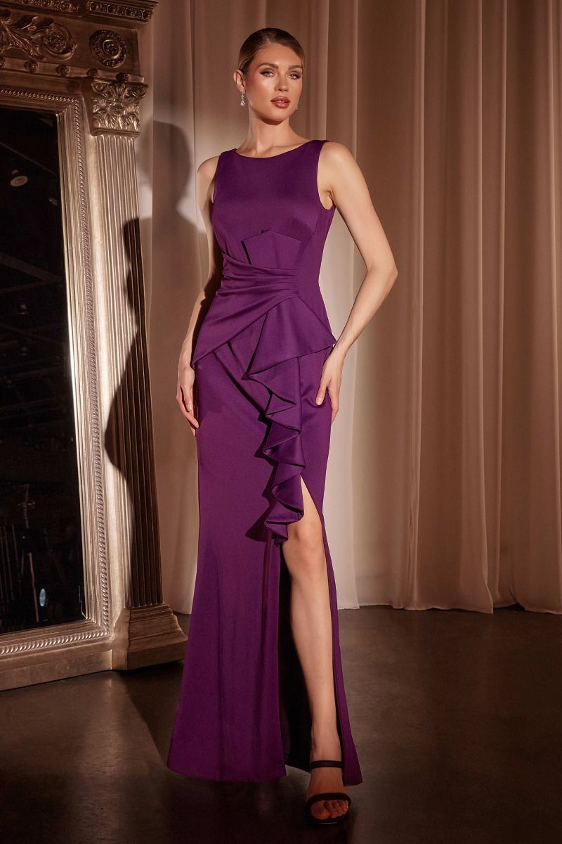 Cinderella Divine -CH377 Sleeveless High Neck Ruffle Sheath Dress