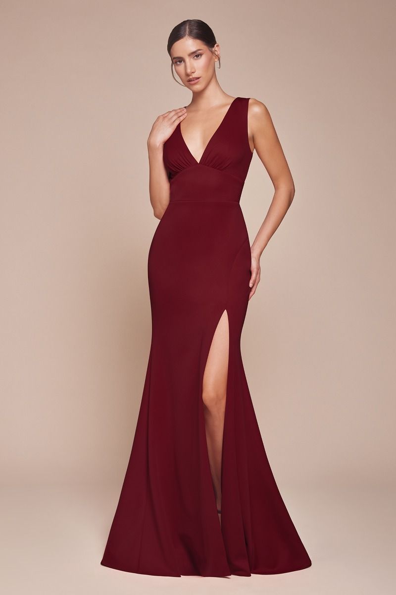 Cinderella Divine -CH395 V-Neck Draped Sheath Dress