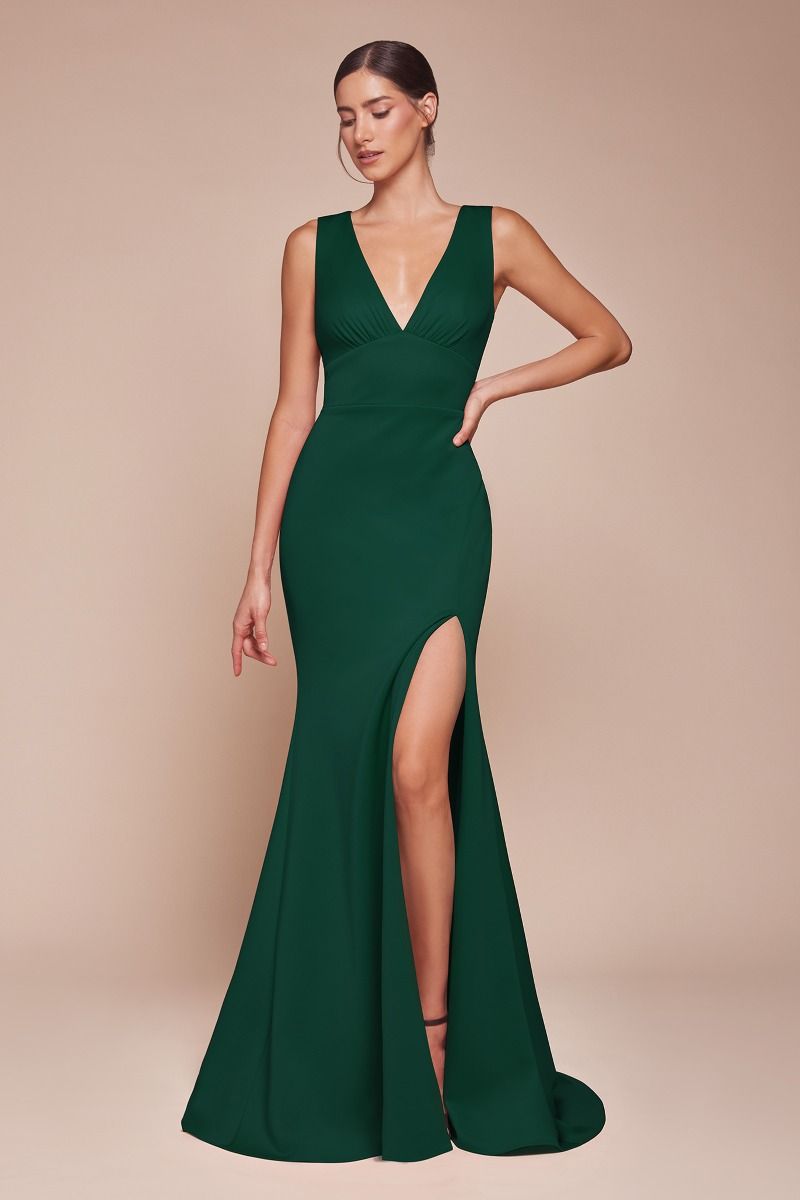 Cinderella Divine -CH395 V-Neck Draped Sheath Dress