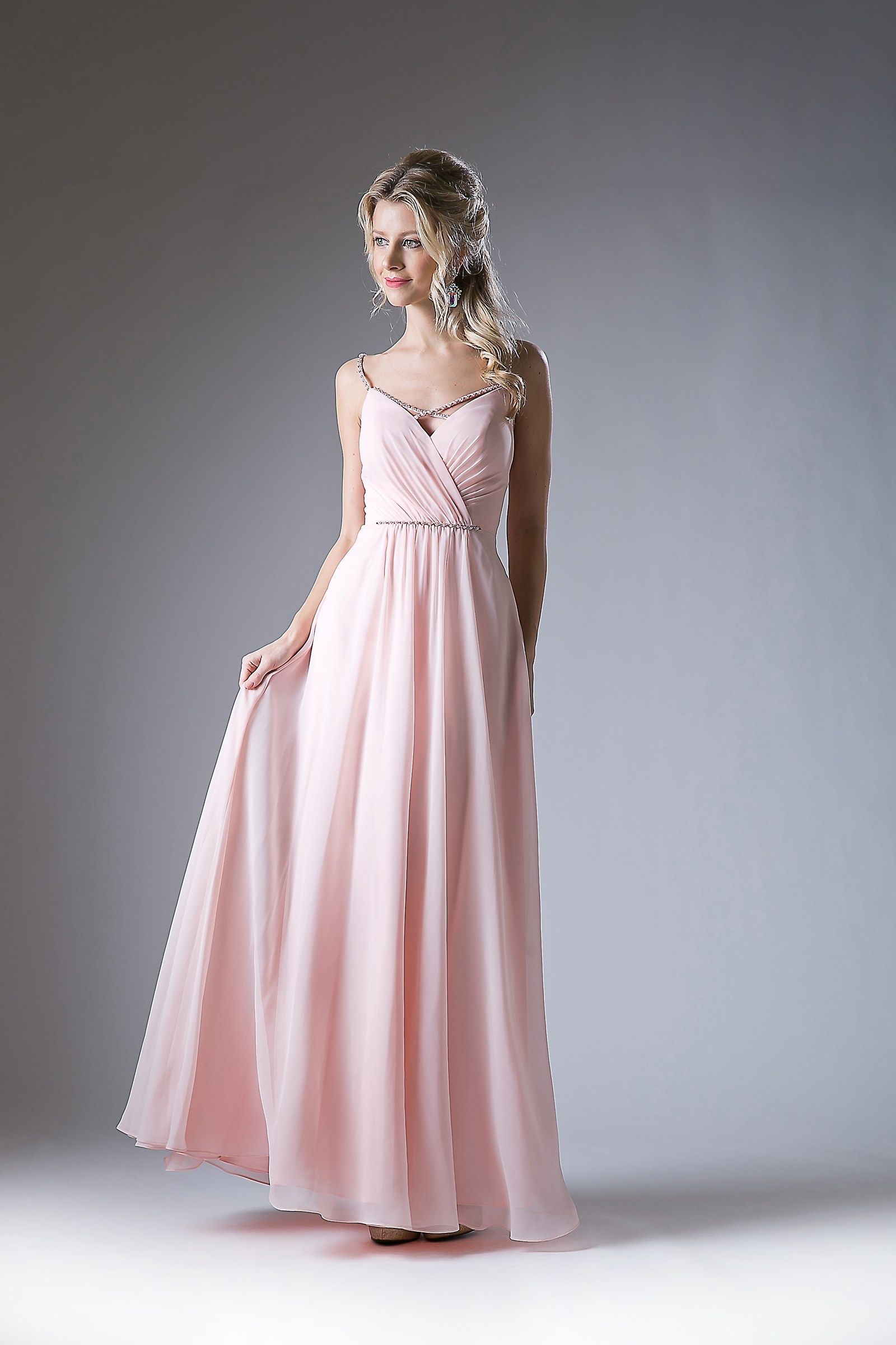 Beaded Chiffon Empire Waist Dress By Cinderella Divine -CH522