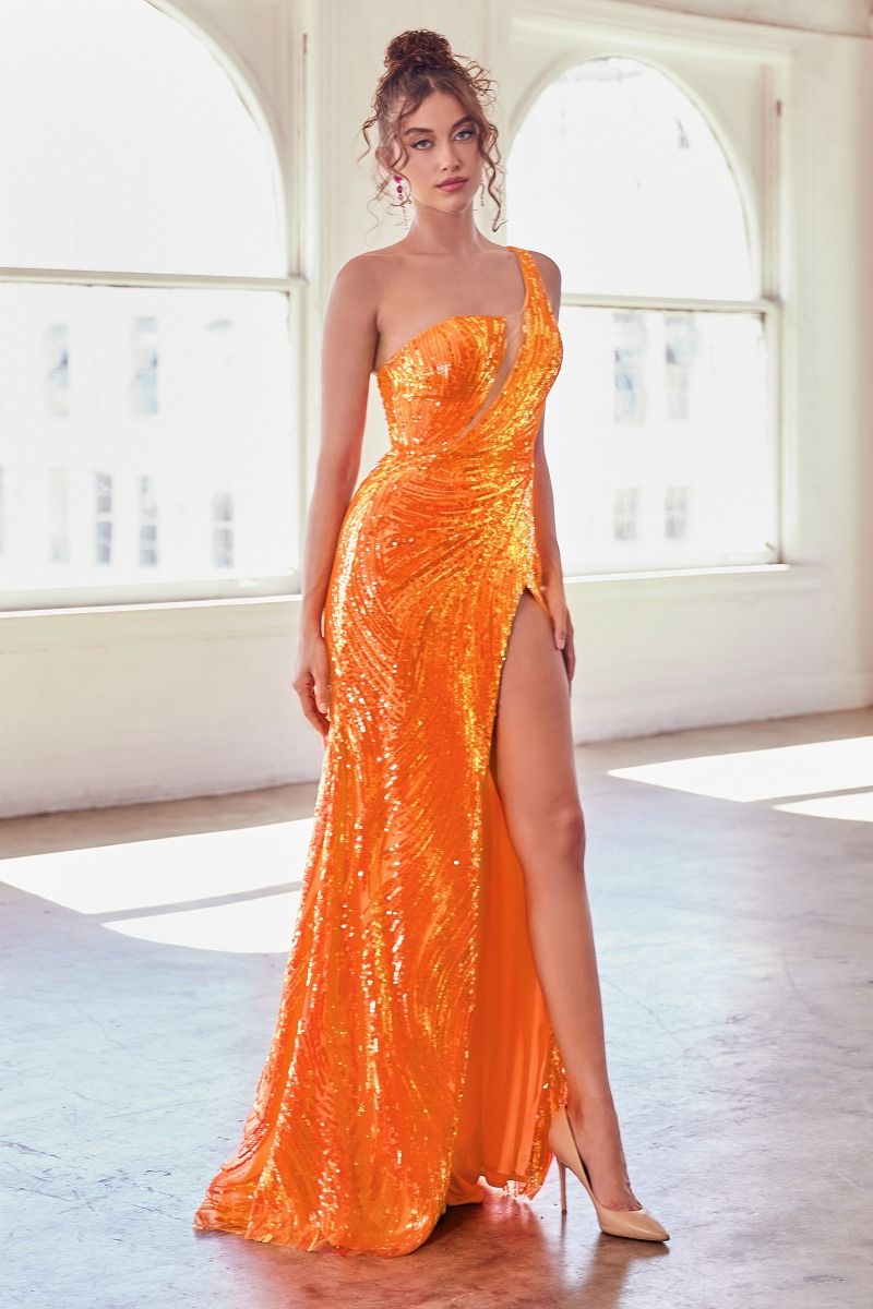 Cinderella Divine -CK937 One Shoulder Sequin Prom Dress