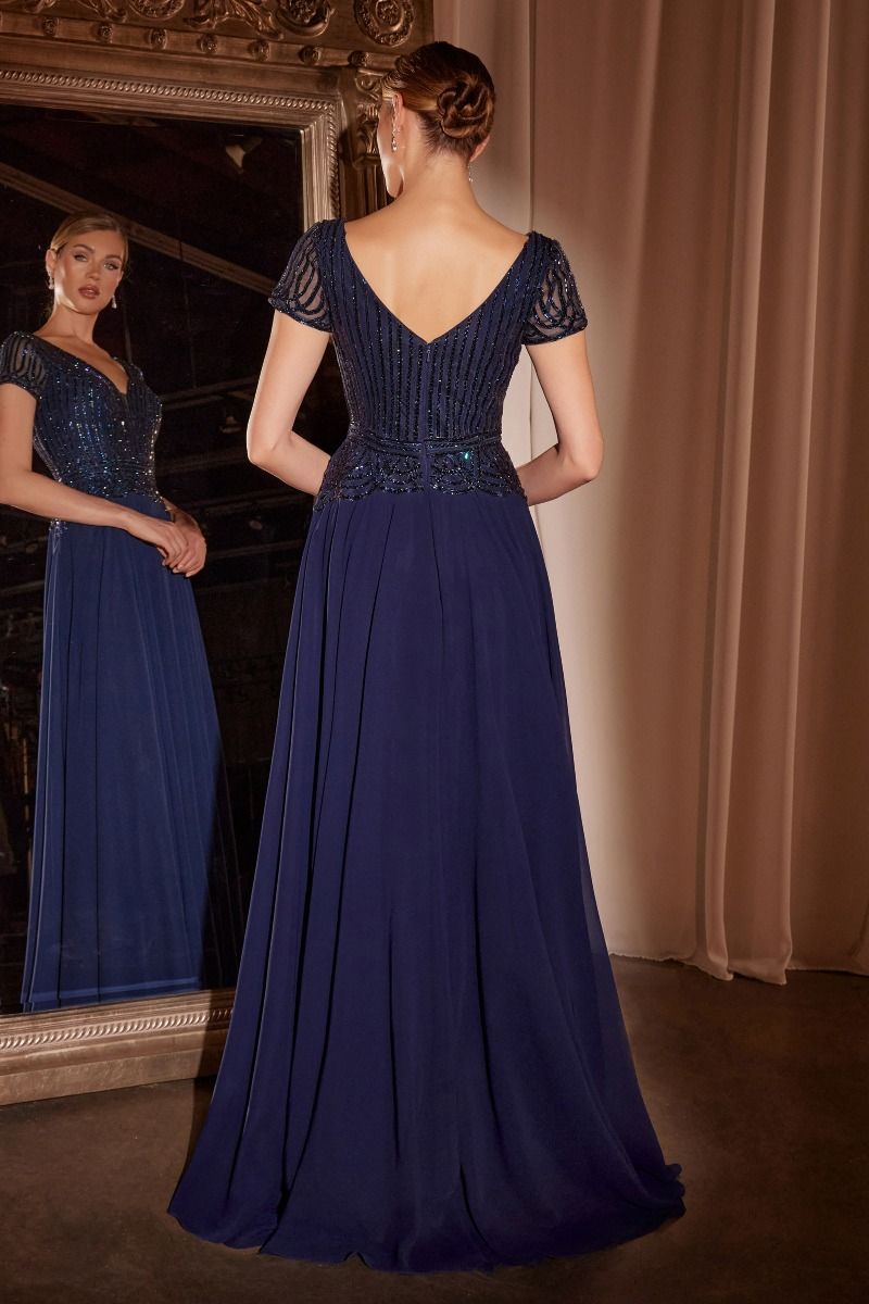 Cinderella Divine -CL07 Deep V-neck A- line Chiffon Prom Dress