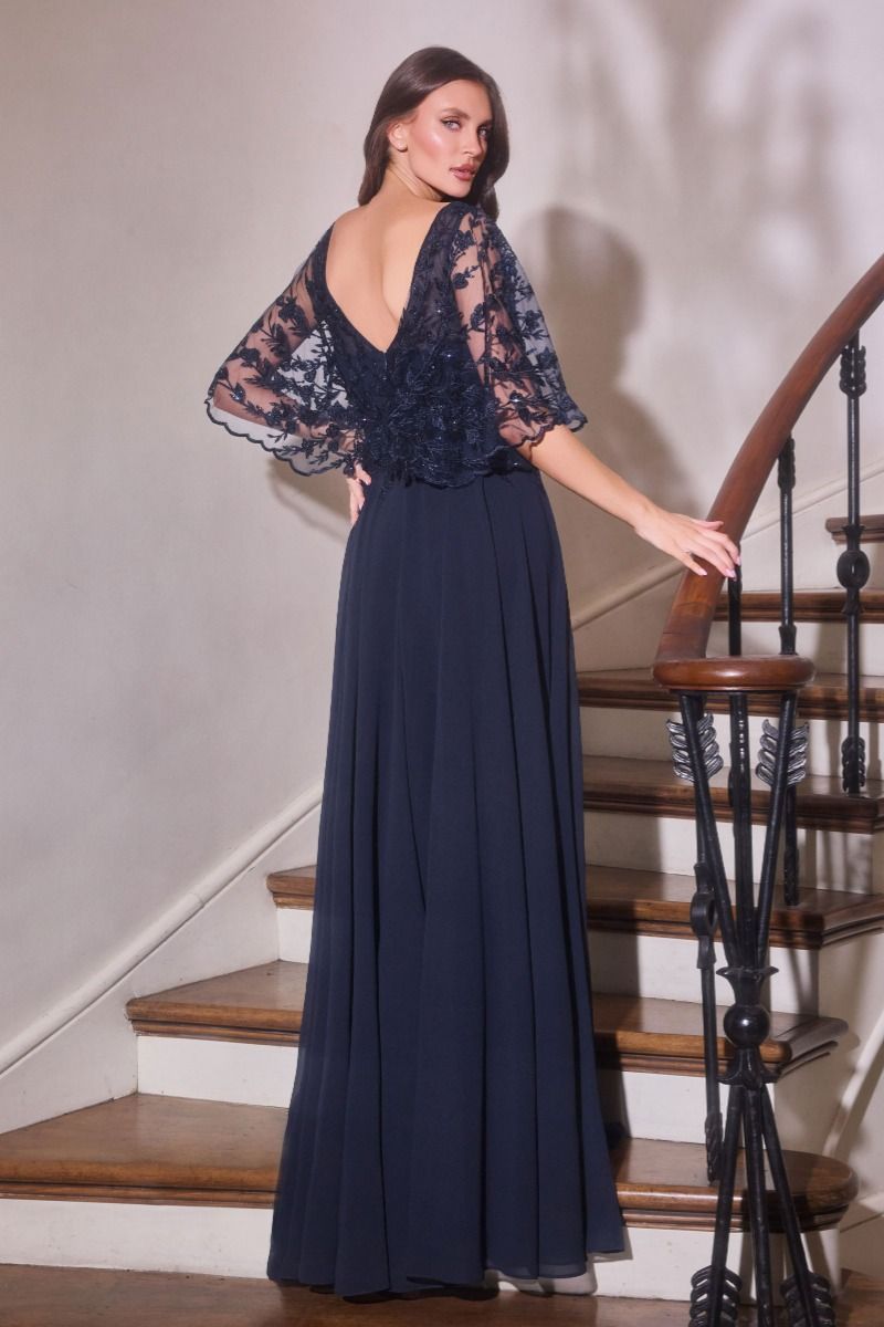 Cinderella Divine -CL10 Applique Chiffon Beaded A-line Gown