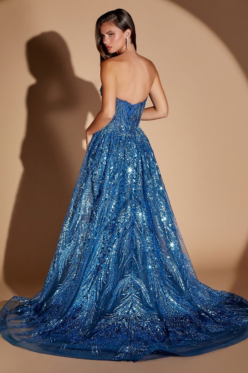 Cinderella Divine -CM393 Beaded Strapless Sweetheart Overskirt Gown
