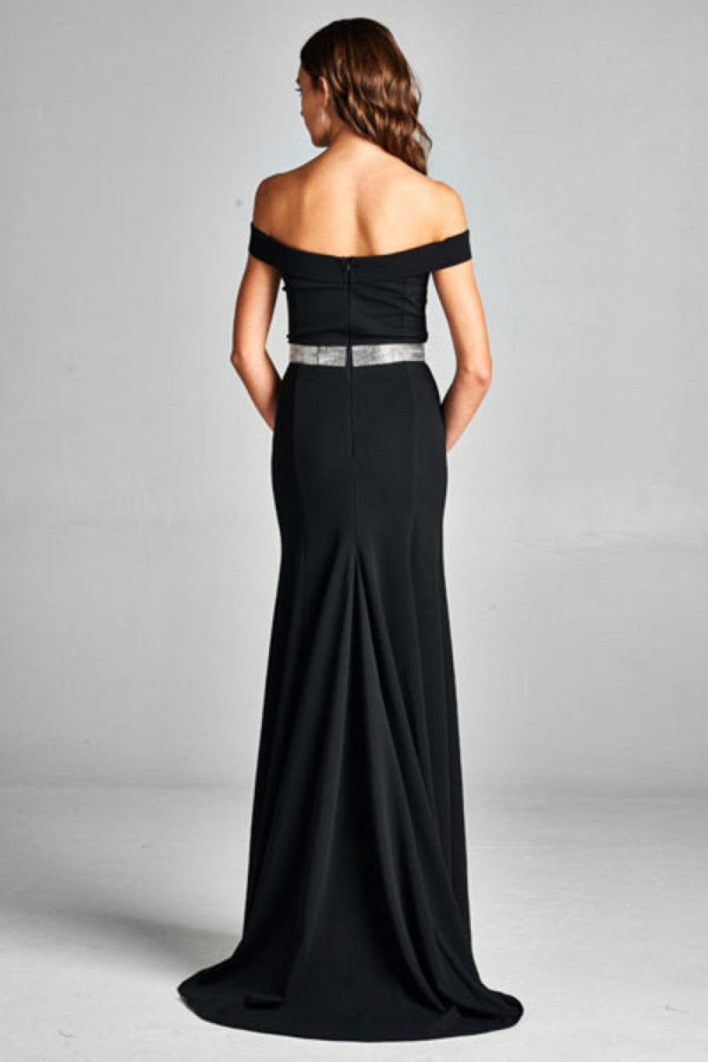 Aspeed Design -D114A Off Shoulder Fitted Bodice Evening Gown