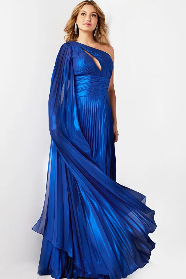Jovani -36462 Cape Sleeve Asymmetrical Cutout Prom Dress